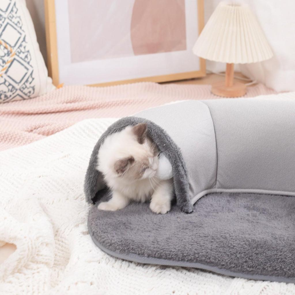 Cat Tunnel Bed with Fluffy Ball Toy Padded for Bedroom, Cats, Kittens