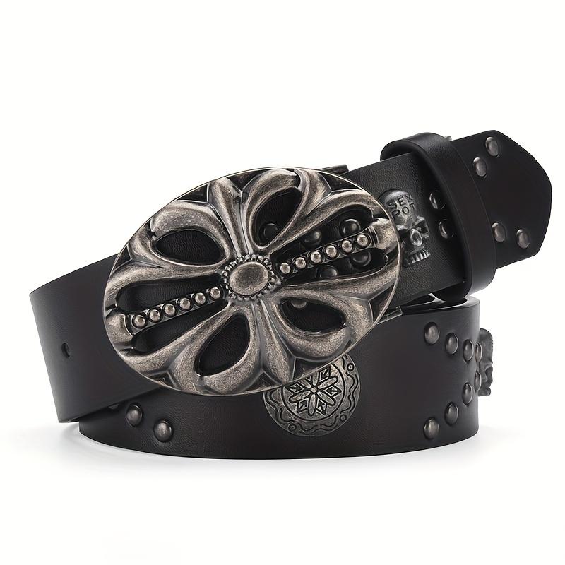 

Men s Belt Bohemian Style Belt Vintage Inlaid Skeleton Head Women s Belt Riveted Belt Six Star Belt Punk Rock Sexpot Y2K Belts 120cm