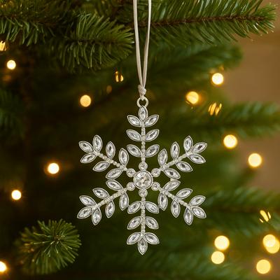 Metall Weihnachts Schneeflocke Anhänger Super Glänzend Hängender Weihnachtsbaum Anhänger Strass Xmas Dekorative Schneeflocke Für Zuhause