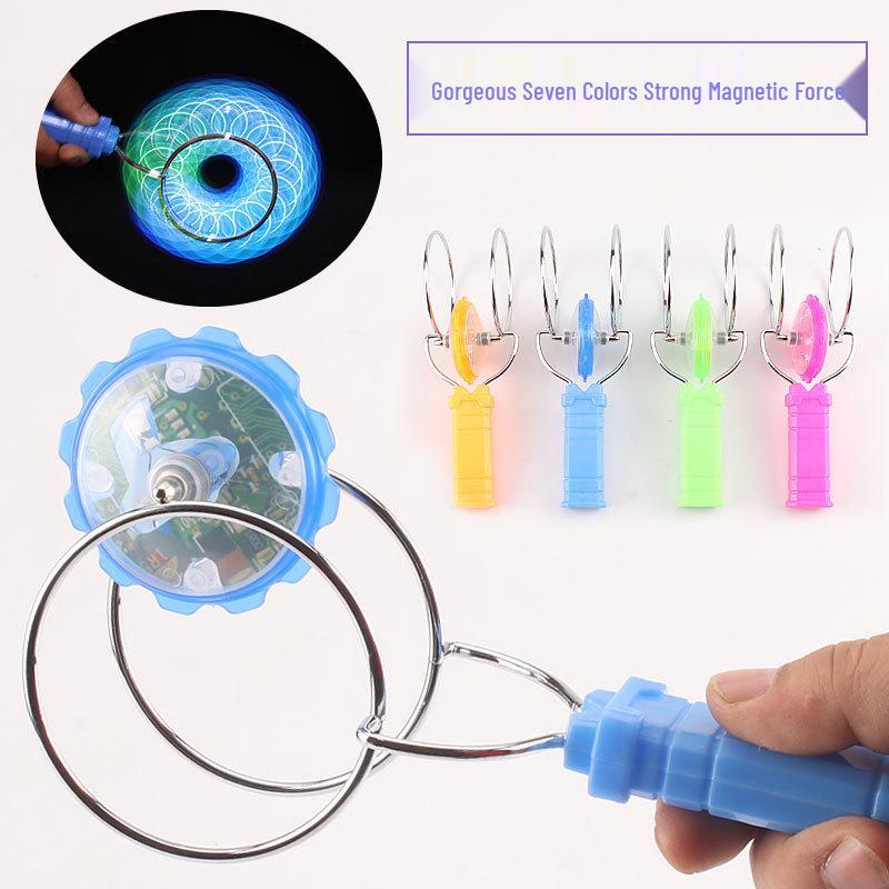 Luminous Hand-Crank Magnetic Spinning Top – Educational Toy