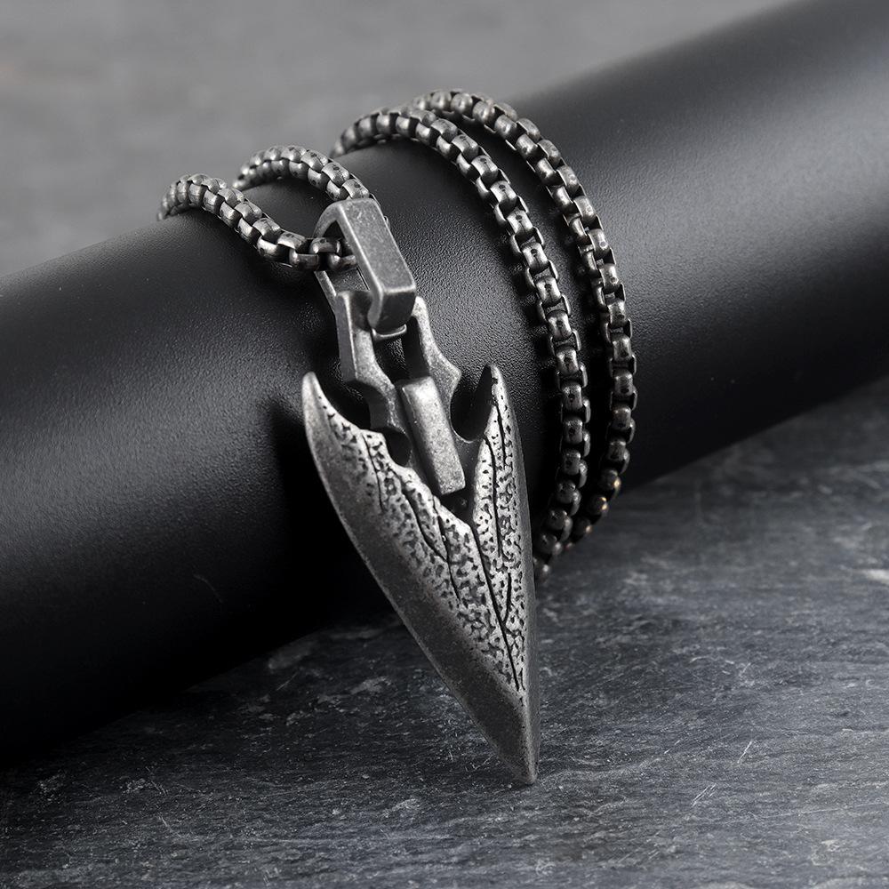 Men's Personality Norse Mythology Vintage Viking Weapons Spear Head Pendant Necklace