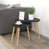 Set Of 2 Nesting Coffee Tables Scandinavian Design Wooden Legs And Wooden Top Black