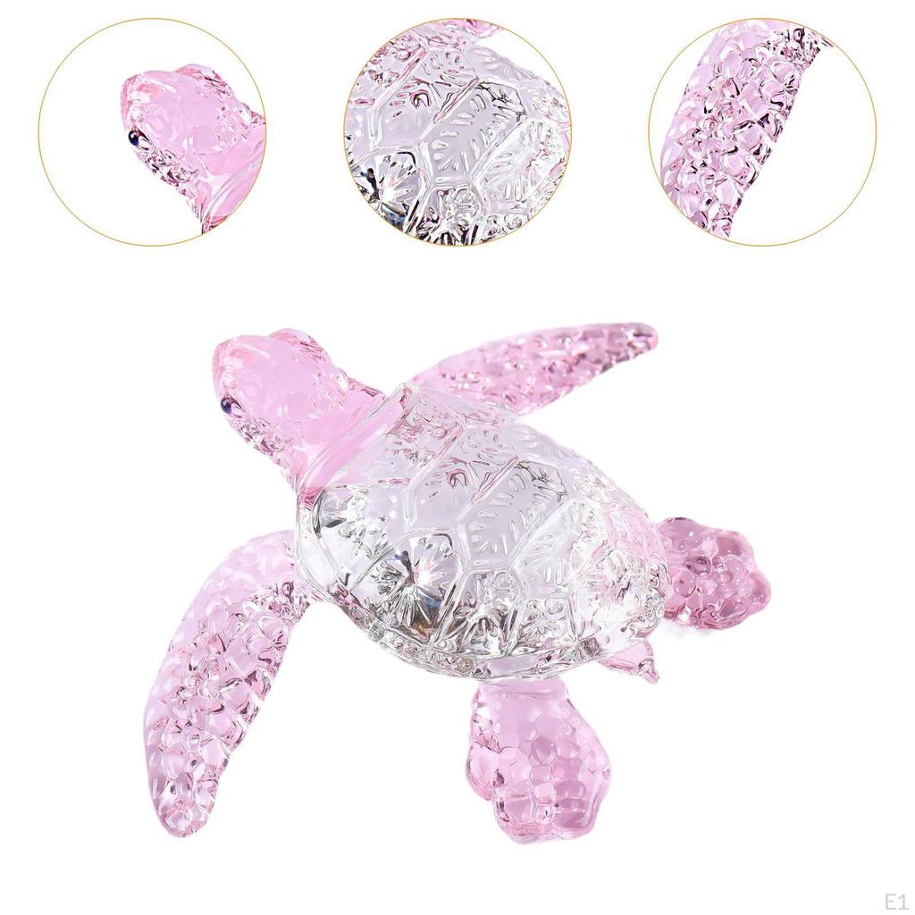 Glass Marine Turtle Figure Animal Sculpture Multifunctional 12x8.8x3 Cm Shelf Decoration for