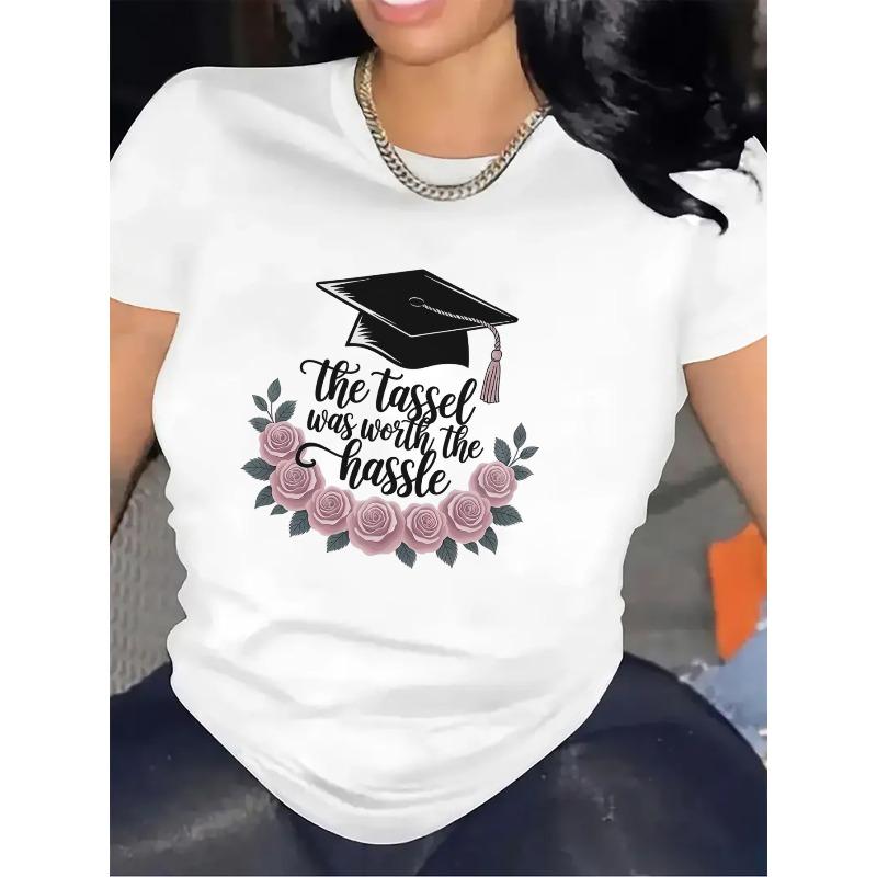 

T-Shirt Design | Ideal For Graduation Parties, Durable And Comfortable, Stylish And Lightweight Tee For Women, Crew Neck, Medium Stretch Fabric S белый