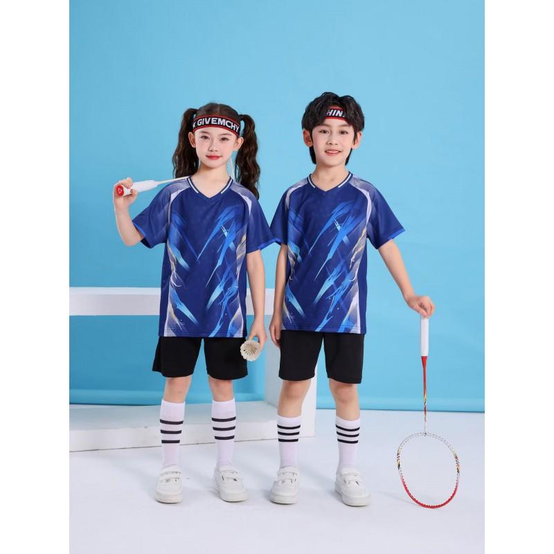 Kids Quick-Dry Badminton Set Short Sleeve Sport Jersey Unisex Tennis Volleyball Training Outfit