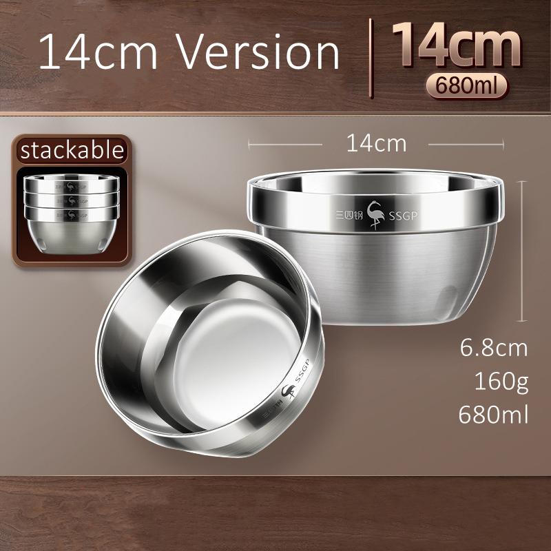 Certificated 304 Stainless Steel Kitchen Stackable Bowl Fall Resistant Baby Food Container Heat Insulating Kid's Tableware
