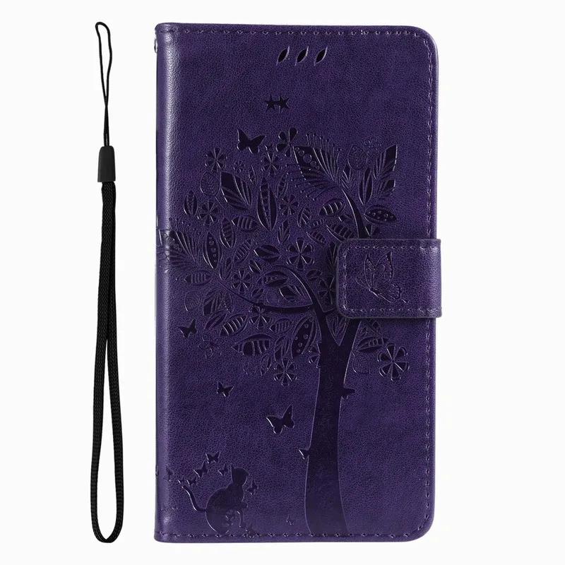 

Leather Case For Samsung Galaxy A50S A505 A51 A52 A52S A53 A54 A70 A71 A72 A73 5G Cute Cat Tree Card Slot Protect Cover D06F For A50 фиолетовый