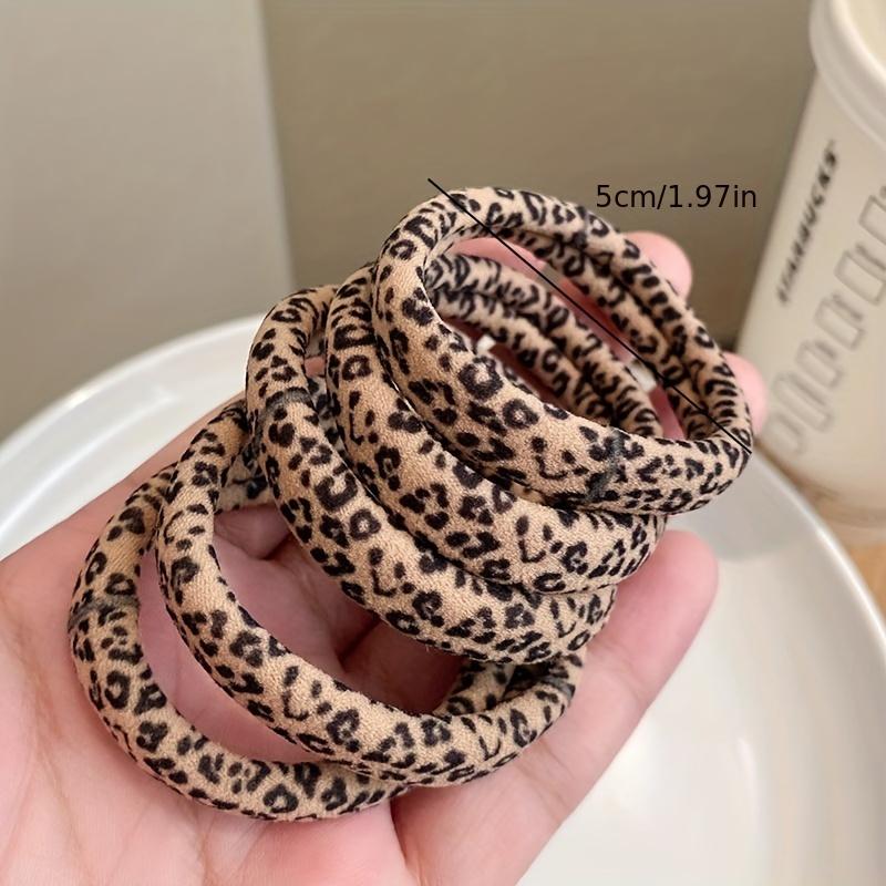 5PC/Set High Elastic Leopard Rubber Band Ponytail Tie Hair Rope for Women Simple Nylon Hair Ring Head Rope Hair Accessories