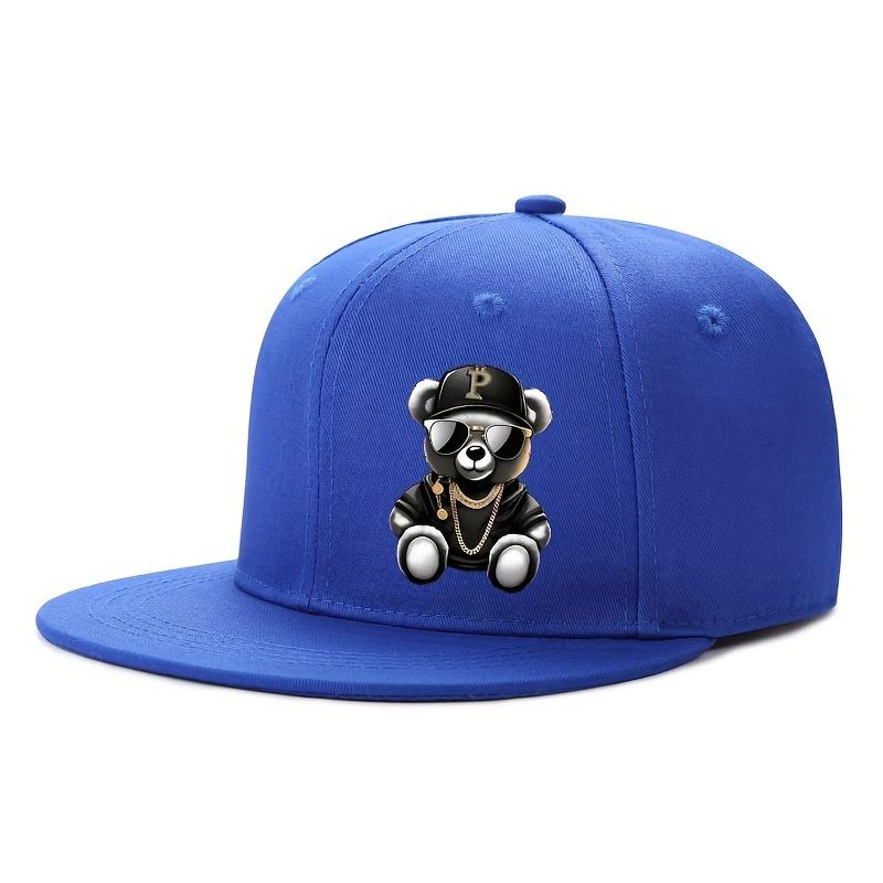 Verstellbare Baseballkappe mit Cartoon-Bären-Print Hip Hop Outdoor Sport Strand Lässige Kleidung Passend für Unisex und Damen Street Snapback-Mütze