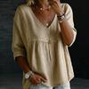 2026 Lace V-neck Women's Casual Three-Quarter Sleeve Pullover Top