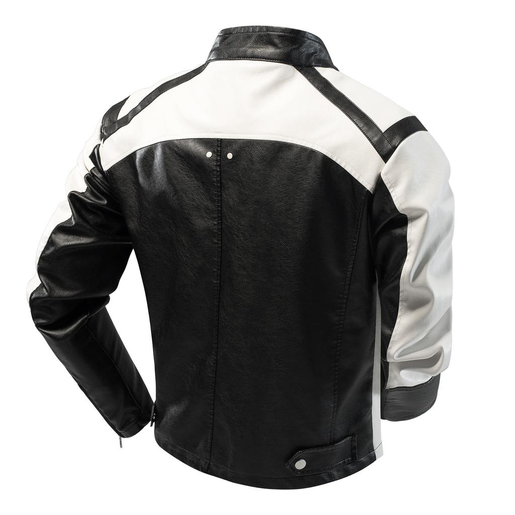 Chaqueta de Cuero Lavada Retro para Hombre, Traje de Motocicleta Cortavientos para Otoño e Invierno, Abrigo para Hombre