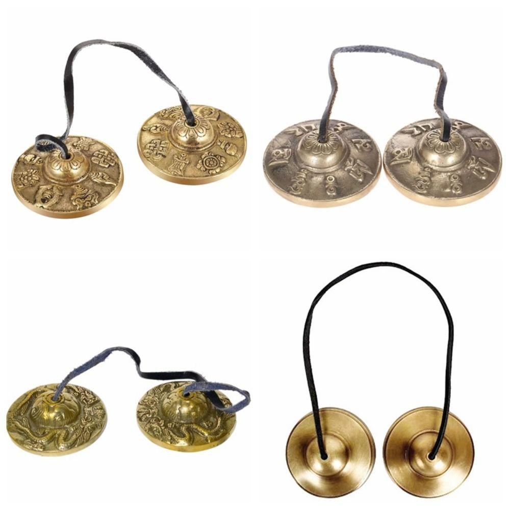 The Eight Auspicious Symbols Tingsha Cymbal Bell Handcrafted Brass Chime Bells  Buddhist