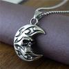 Punk Style Moon Skull Pendant Necklace In Titanium Steel