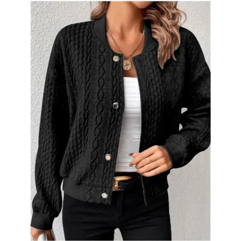 Women's M-3XL Size Fashion Solid Color Stand Up Collar Single Breasted Jacket for Women Combining Comfort and Fashion