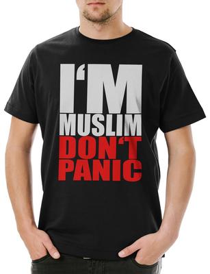 Sono Musulmano Non Andare nel Panico II T-Shirt da Uomo Islam Musulmano Religione Corano Culto Turchia