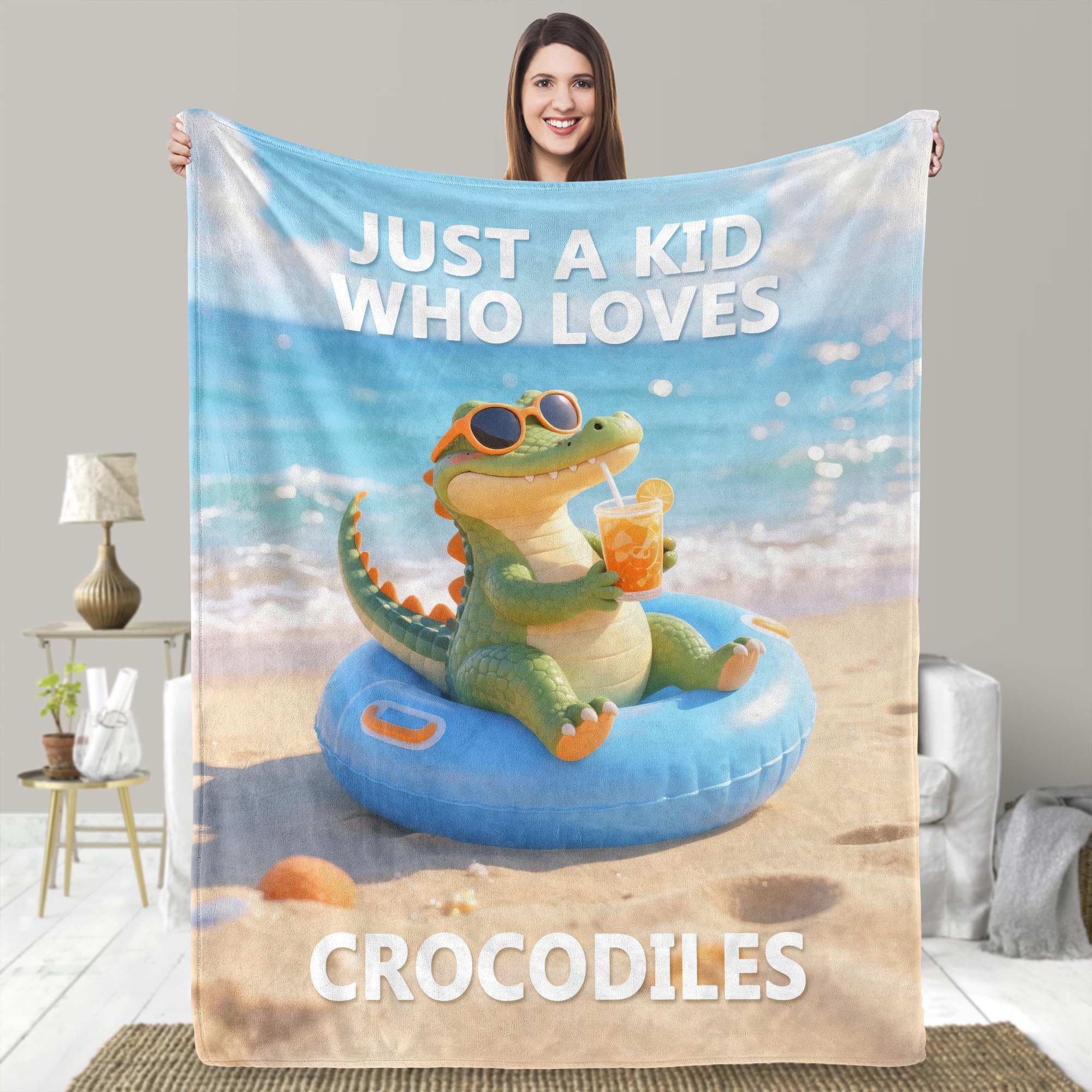

Crocodile Blanket Super Soft Warm Fluffy Fleece Flannel Animal Throw Blanket Cozy Fuzzy Plush Bedding Blanket Gift for Boys Girl 75x90cm