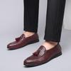 Newestmen Driving Loafers Shoes Weave Pattern Leather Men Flats Shoes Tassel Popular Men Moccasins Loafers Plus Size 38-47