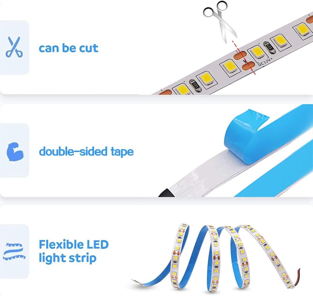 12V 24V LED Strip SMD 2835 1M 2M 3M 4M 5M LED Stripe Tape Light 120LED/M  Warm White Flexible Strip Ribbon Home Decor Light