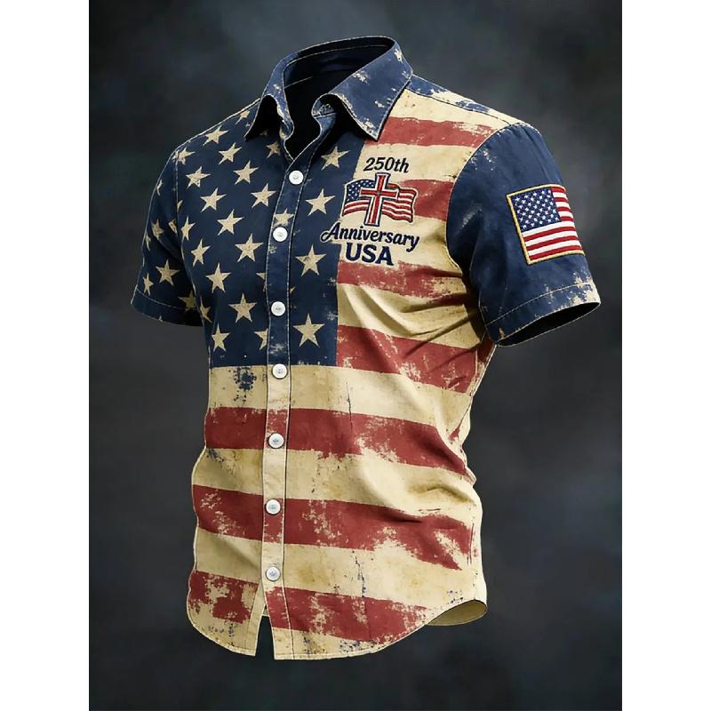 New Summer Men's Printed Casual Breathable Loose Short-Sleeve Shirt