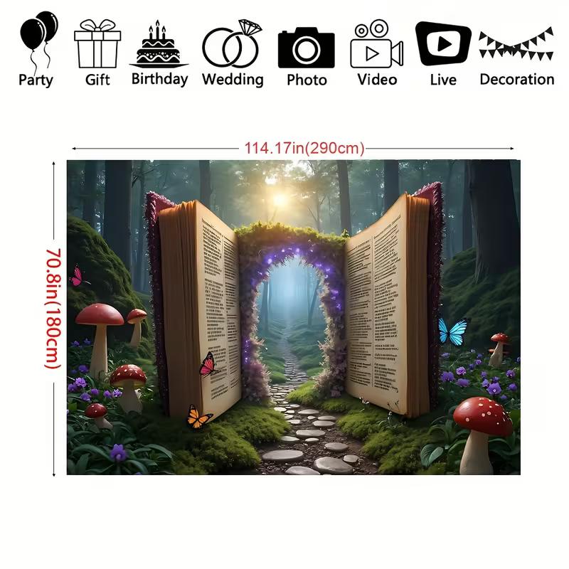 Fantasy Book Theme Backdrop, Magical Forest Path Photography Background