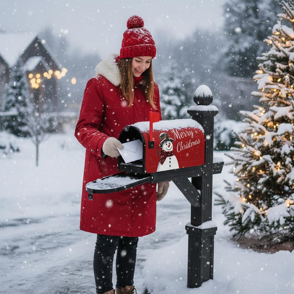 Winter Large Mailbox Cover Anti-Scratch Letter Case Protection Sleeve Christmas Letter Box Cases for Home Garden Outside Decor