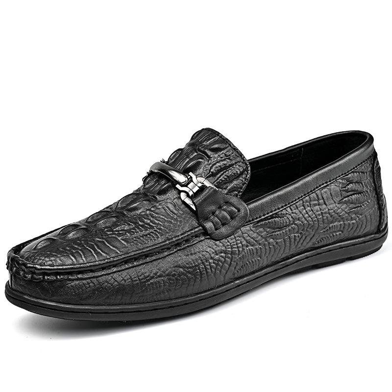 Men s Crocodile Pattern Moccasins – Breathable, Soft Sole Slip-on Leather Loafers 44