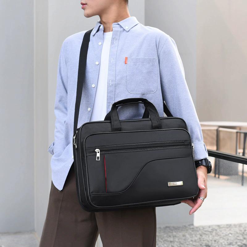 Men Waterproof Business Briefcase, Large Capacity Laptop Handbag, Portable Office Computer Bag with Adjustable Shoulder Strap