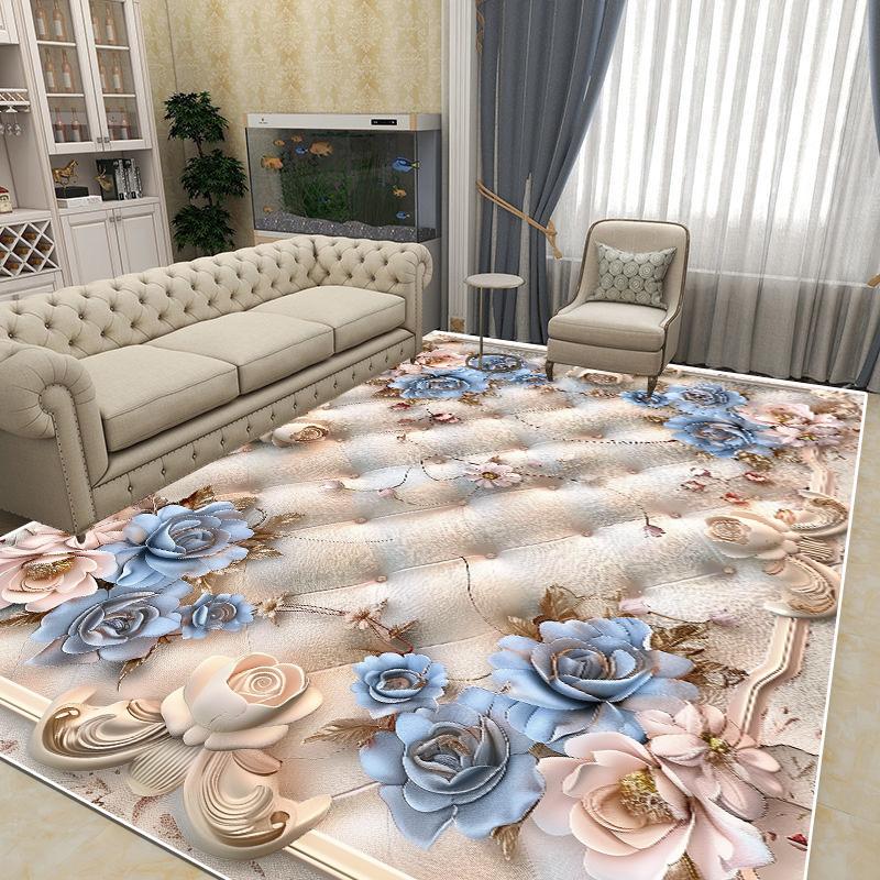 Flower Carpet Living Room Sofa Rugs European Style Luxury Bedroom Decoration Bedside Rug Large Room Cloakroom Lounge Floor Mats