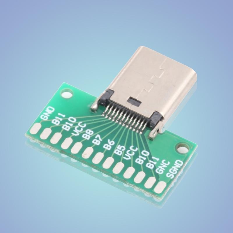 24Pin Soldering PCB Board Type C Female USB 3.1 Test Board Speed 10Gbps Data Transfer Upgrades for Devices Debugging