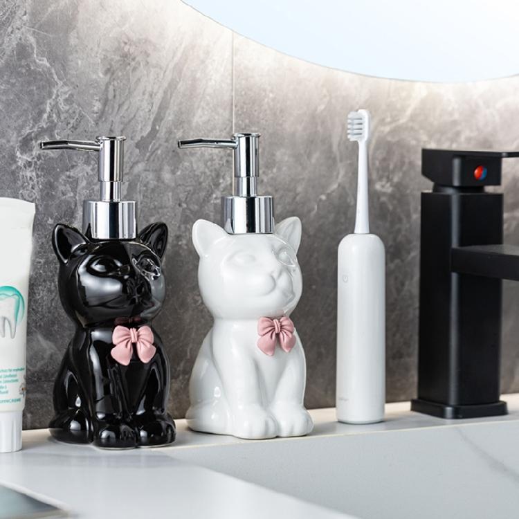 Lovely Cats Design Soap Dispenser Easy Maintenance Soap Holder with Press Pump For Household Countertop Organization