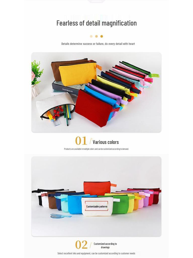 Logo Canvas Federmäppchen - Reißverschluss Make-up & Schreibwaren Organizer