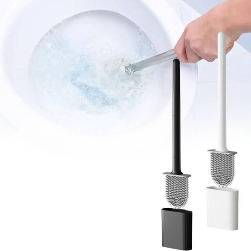 Toilet Silicone Brush Deep Cleaner Brushs Nonslip Long Plastic Tool Handle