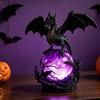 Dragon Faux Crystal Ball Lamp, Gothic USB Night Light, Dark Fantasy Resin Decor for Desk Bedroom, Halloween Gift for Gothic Lovers