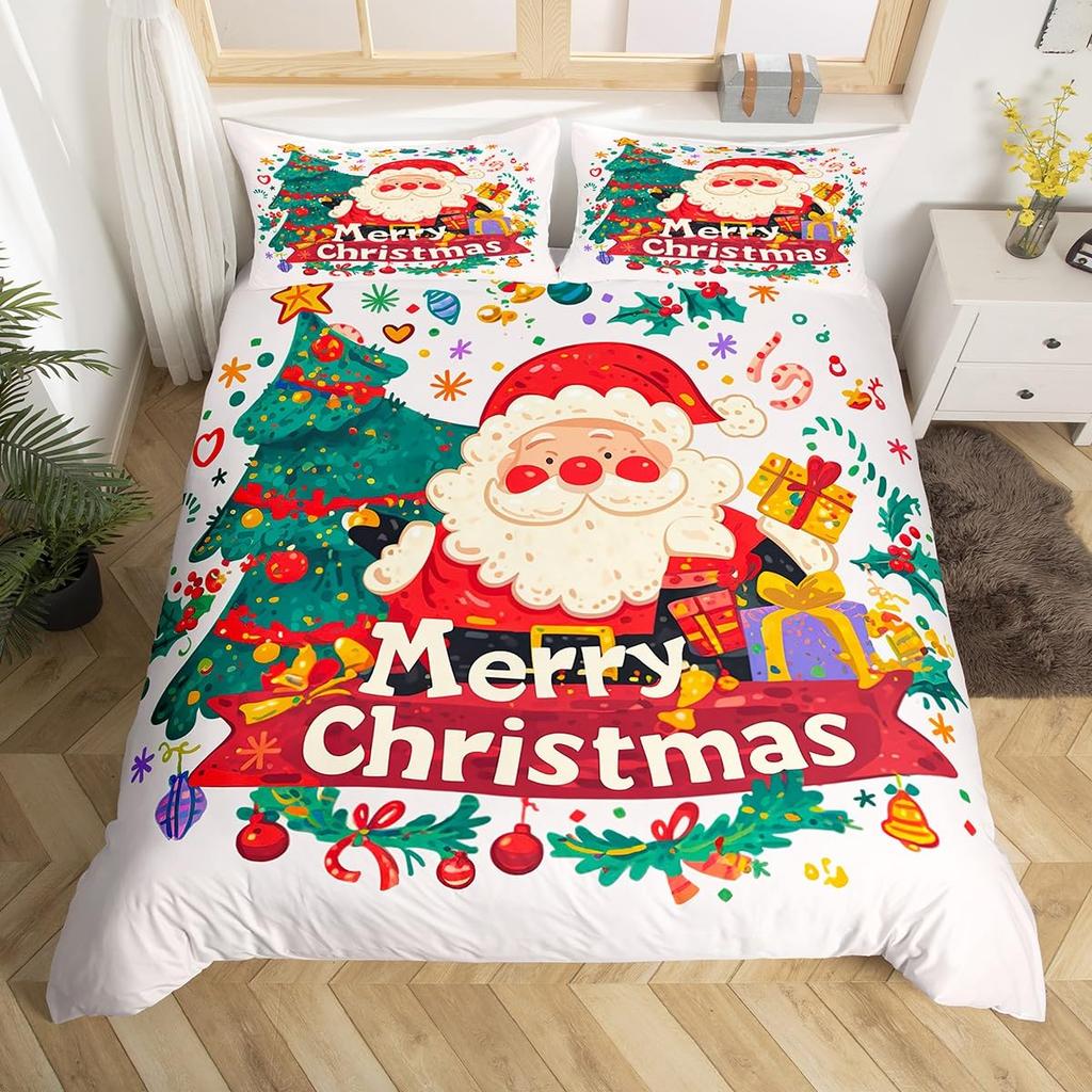 Dachshund Dog Duvet Cover Set Twin King Merry Christmas Theme Bedding Set 3Pcs For Kids Teens Kawaii Cartoon Pet Comforter Cover