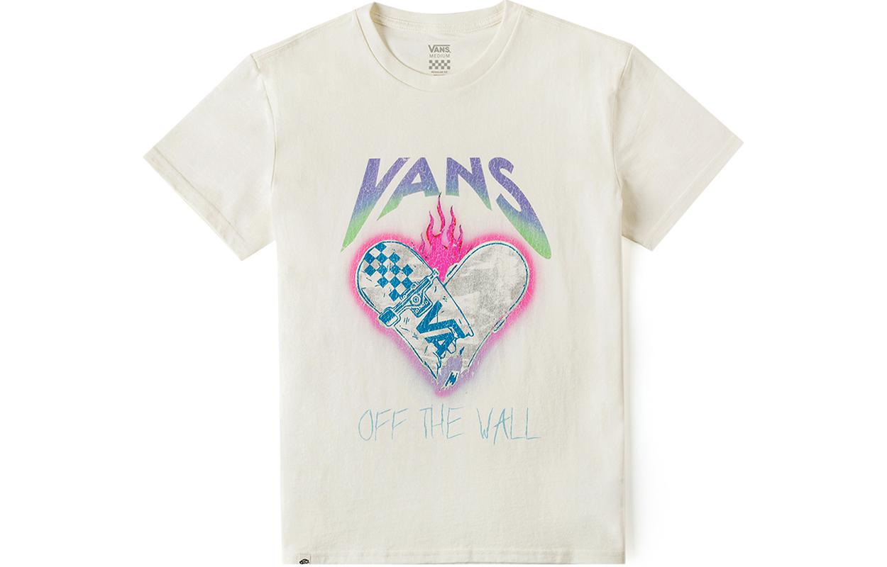 Vans T Shirts Women s Ecru Crew Neck Moderate Straight Fit VN000KPEFS8 S