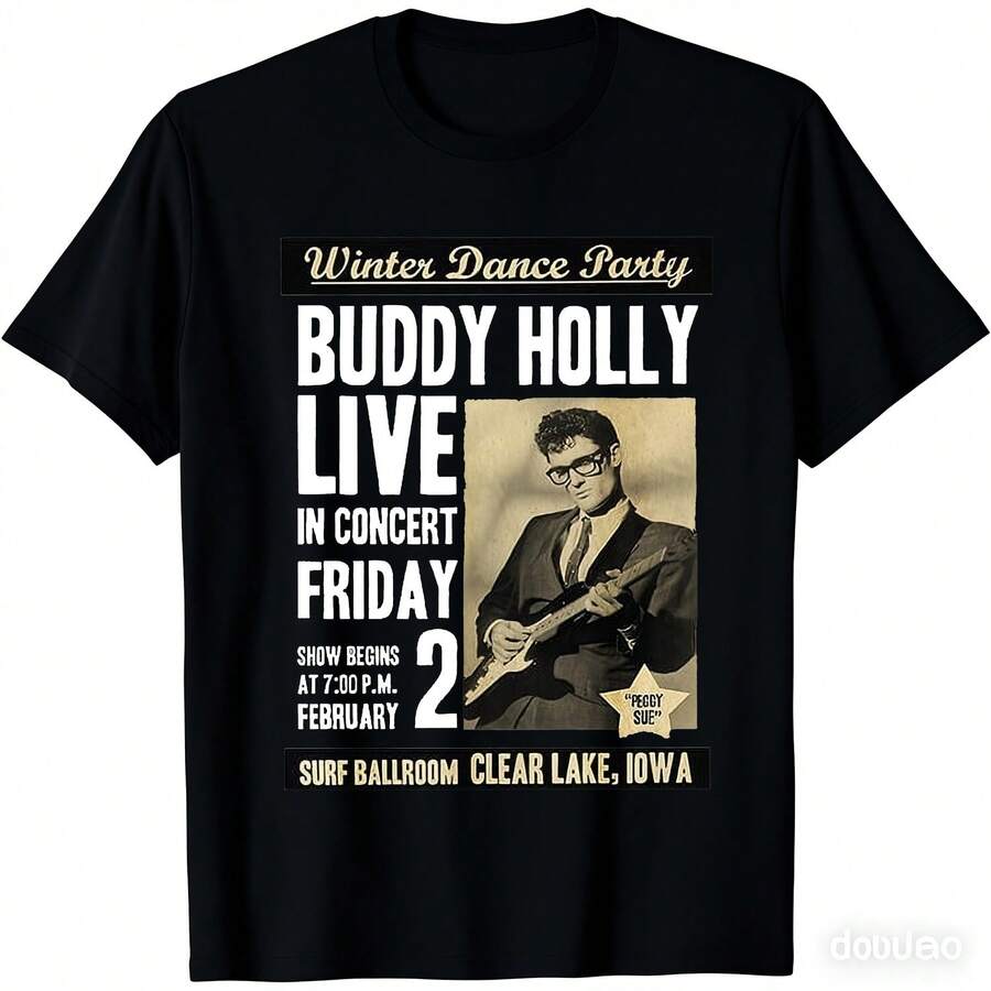 BBuddy Hollyho Koncert Zimní Taneční Párty Tričko S5XL Ikonické Hudební Tričko S Buddy Holly Jerry