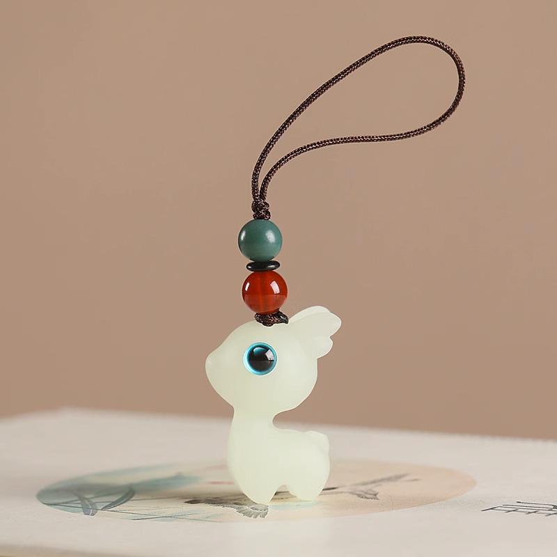 Ebony Twilight Luminous Fawn Women's Keychain - Safe Journey Mobile Phone Chain & Car Pendant Ornament.