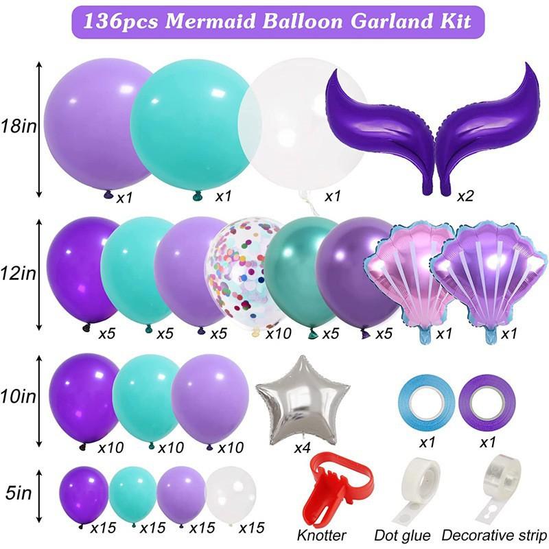 

Mermaid Balloon Garland Arch Kit Wedding Birthday Party Decoration Kids Birthday Ballon Baby Shower Confetti Baloon Party Sup As picture
