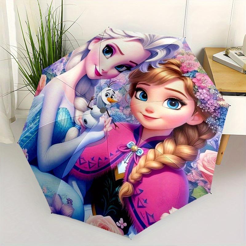 Disney Elsa,Anna,Olaf Manual Opening and Closing Umbrella - 8-Rib Reinforced Folding Design, Lightweight and Portable, Suitable for Daily Bu