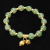 Women Bracelet with Elastic Cord Glass Beads Lotuses Flower Pendant Wristchain Traditional Chinese Style Handchain