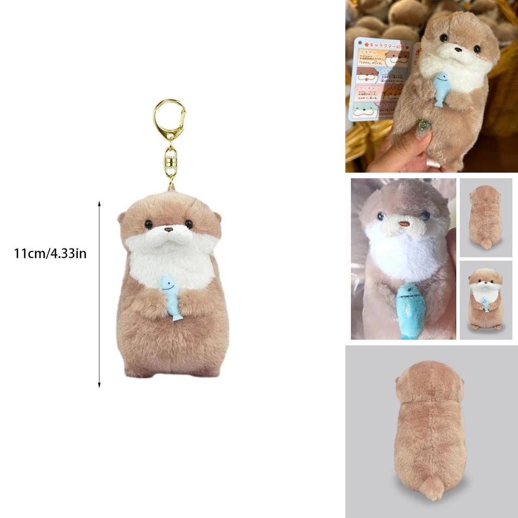 Cute Amuse Otter Plush Toy With Fish Adorable Gift For Girls Hanging Decoration