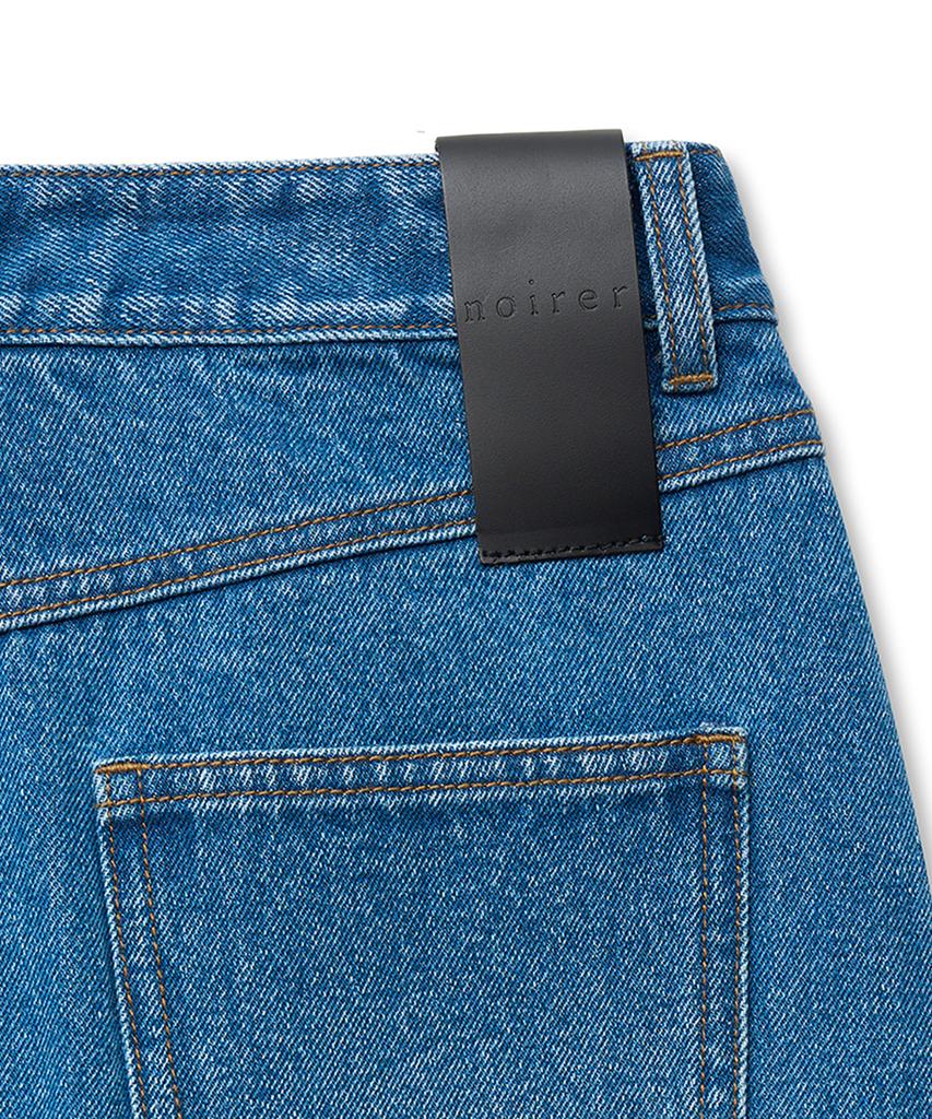 Noir For Woman Washed Blue Denim Midi Skirt (Blue)
