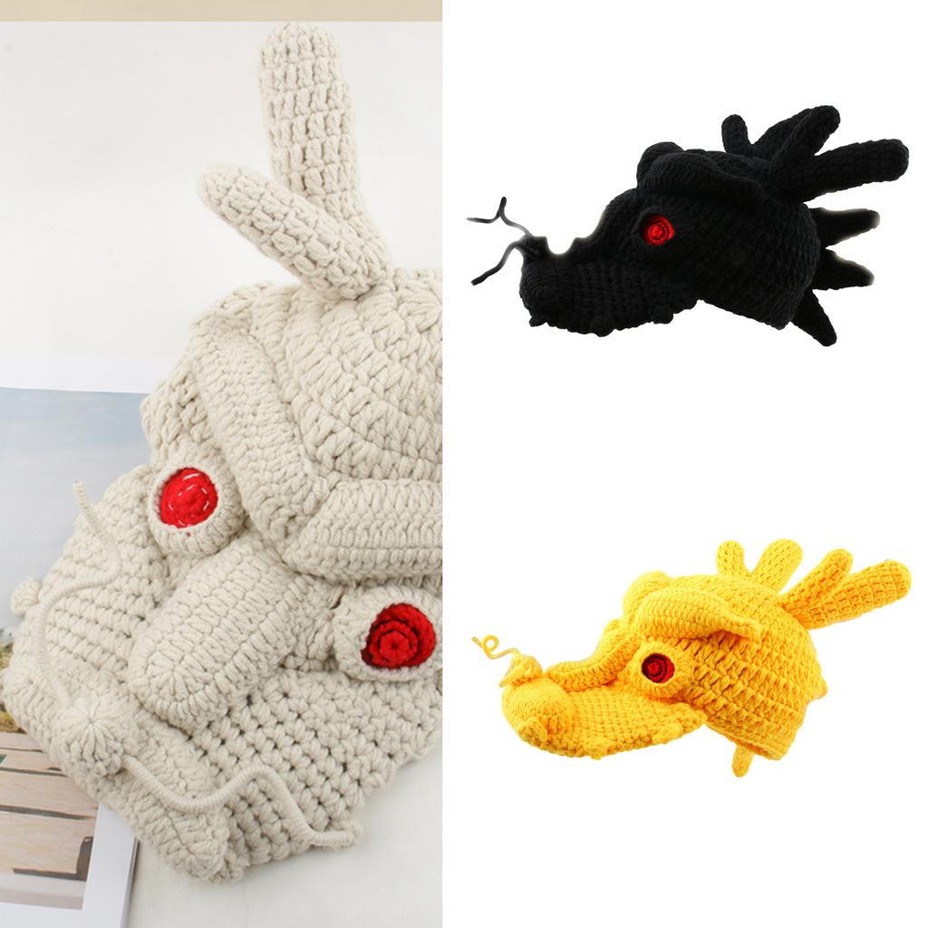 Halloween Funny Hat Knit Dragon Head Shape Hat Fun Crazy Hats Christmas Accessory Carnival Party Cute Hat for Adults