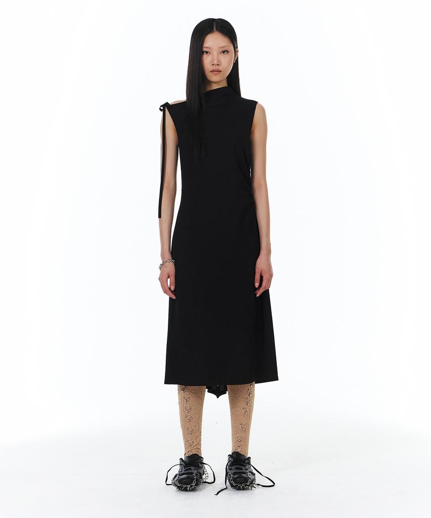 Yunse Waffle Ribbon Dress (Black)