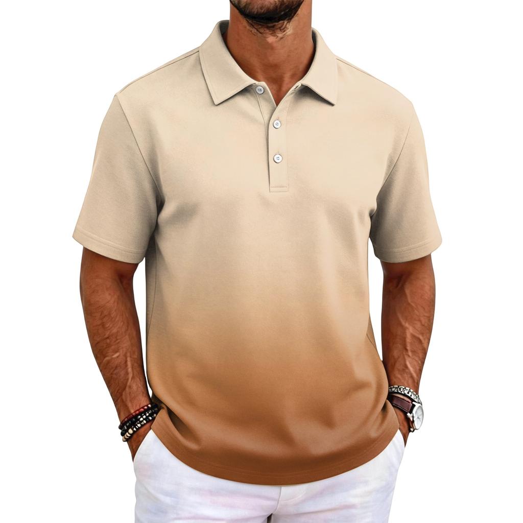 Men Short Sleeve Polo Shirt Classic Fit Lightweight Breathable Fabric Business Casual Solid Basic Collar Top