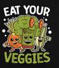 Children  Crew Neck Short Sleeve T-Shirt with Cartoon Vegetables & Letter Print