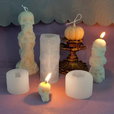 3D Halloweenská forma na svíčku Lebka Hlava Horor Duch Dýně Silikonová forma DIY Ručně vyráběná Aromaterapeutické mýdlo Pryskyřice Nástroje na výrobu svíček