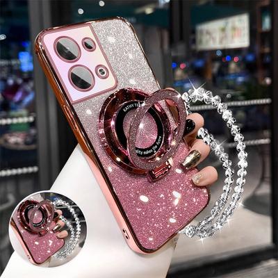 Infinix Hot 50 40i 50i 40 i Smart 8 7 9 HD Pro Plus Zero 30 İçin Simli Kristal Bileklik Telefon Tutucu Kılıf Stand Braket Kapak