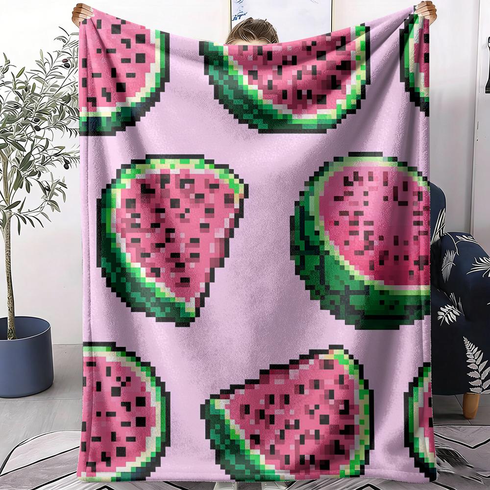 Pixel Art Throw Soft Flannel AC Blanket Lightweight Summer Nap Throw Cozy Blanket for Sofa Bed Travel Home