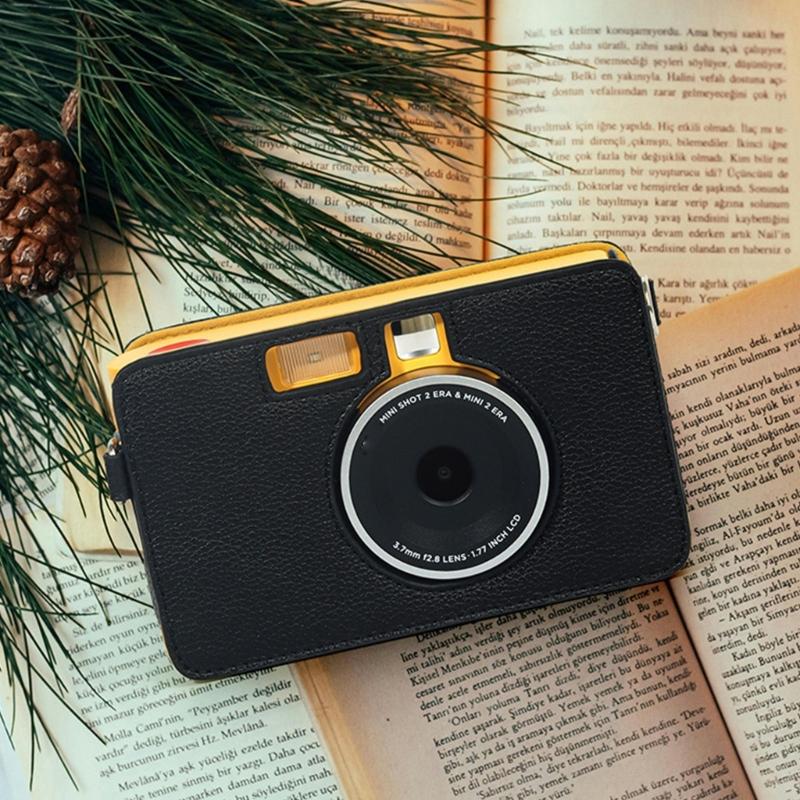 Impacts Resistant PU Camera Case Portable Black/Brown Camera Protector Leather Texture Suitable for MS200 Model Use